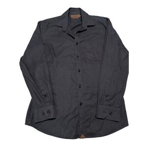 John Harold London Mens Black 80s 2-Ply Cotton Long Sleeve Button Down Shirt 16